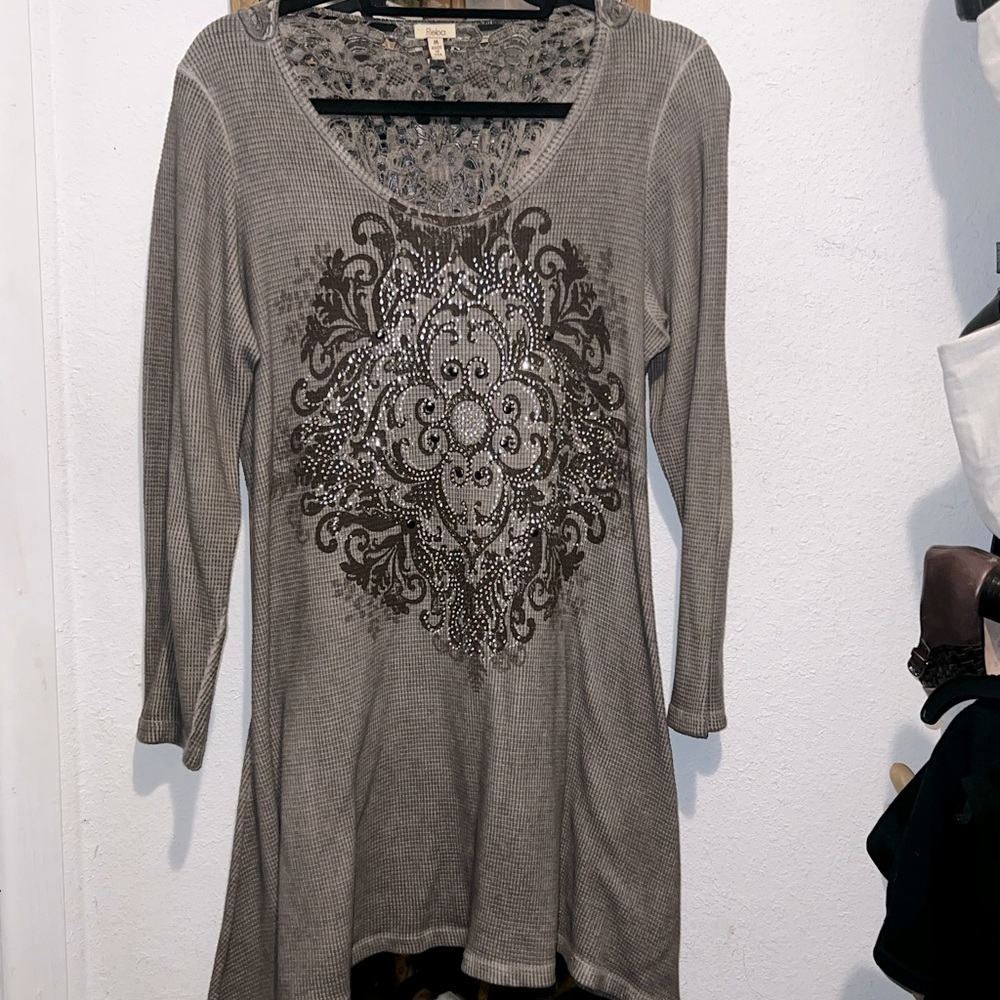 Reba Rhinestone Front and Lace Back Top